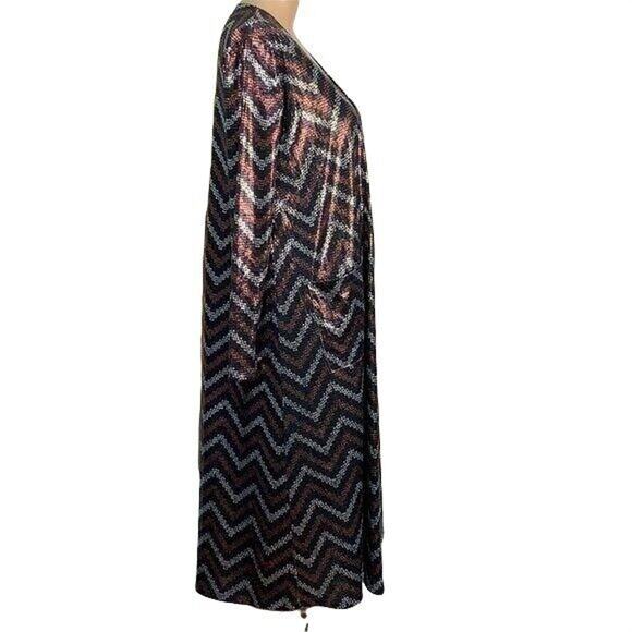 LulaRoe Womens Duster Cardigan Sarah Open Front Long Sparkling Metallic XS - Picture 2 of 10